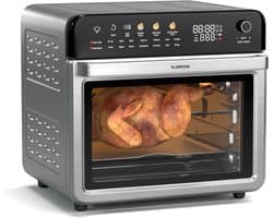 Klarstein AirGlaze Digitale Kleuren Heteluchtfriteuse – 34 liter, 2200 W, 19 Programma's, Rotisserie, Touchscreen, 40-350 °C, Pizzasteen & Grillroosters, Roestvrij Staal, Dubbelwandige Deur, Zwart