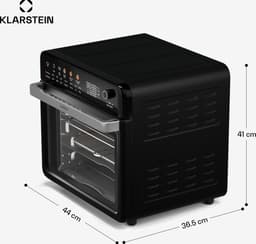 Klarstein Airfryer AirGlaze Digitale Heteluchtfriteuse – 34 L, 2200 W, 19 Programma’s, Rotisserie, Touchdisplay, 40–350 °C, Pizzasteen & Grillroosters, Dubbel Glasdeur, Zwart - voor Keuken - Timer - Heteluchtoven — thumbnail 2