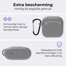 Hoesje - Geschikt voor Apple AirPods 4 - Siliconen Hoes met Clip - Silicone Case Cover - Grijs — thumbnail 5