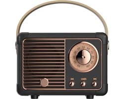 Retro bluetooth speaker - vintage decor - draagbare draadloze bluetooth speaker - Zwart