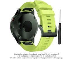 Licht Groen Siliconen horlogebandje 26mm Quickfit Compatibel geschikt voor Garmin Fenix 3 / 3 HR / 3 Sapphire / 5X / 6X, D2, Quatix 3, Tactix, Descent MK1, Foretrex 601 en 701 – Maat: zie maatfoto – 26 mm green smartwatch strap