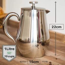 French Press koffiekan, onbreekbaar en houdt je koffie dankzij de dubbele hoes lang warm (1 liter) — thumbnail 3