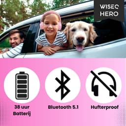 WiseQ HERO Kinderkoptelefoon – Roze Draadloze Koptelefoon Kind Meisje – vanaf 3 jaar met geluidsdemping – 38u Bluetooth – Roze — thumbnail 10