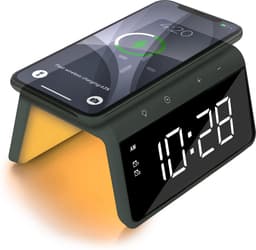 Caliber Wekker - Draadloze Oplader - Wake-up Light - Digitale wekker - Wekkers digitaal - Digitale klok - Groen (HCG019QI-MG) — thumbnail 1