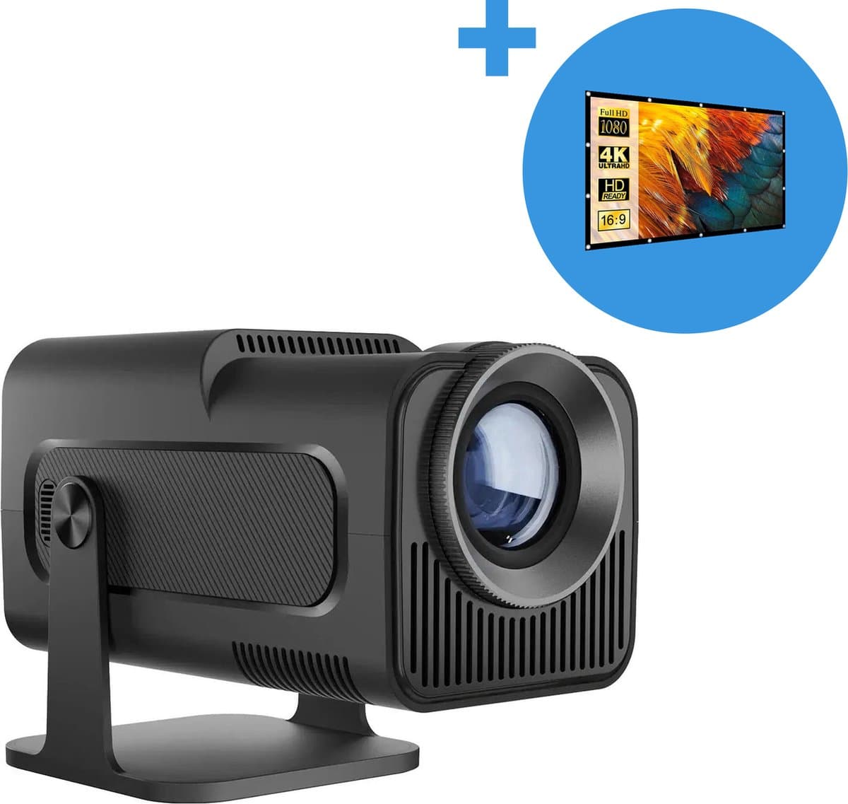 Proun Mini Beamer - met Projectiescherm 120 inch (266 cm) - 4K Beeldkwaliteit - Android 11.0 - Projector Scherm - WIFI 6 & Bluetooth 5.2 - 800 ANSI Lumen- FULL HD - Home Cinema - Beamerscherm — afbeelding 1