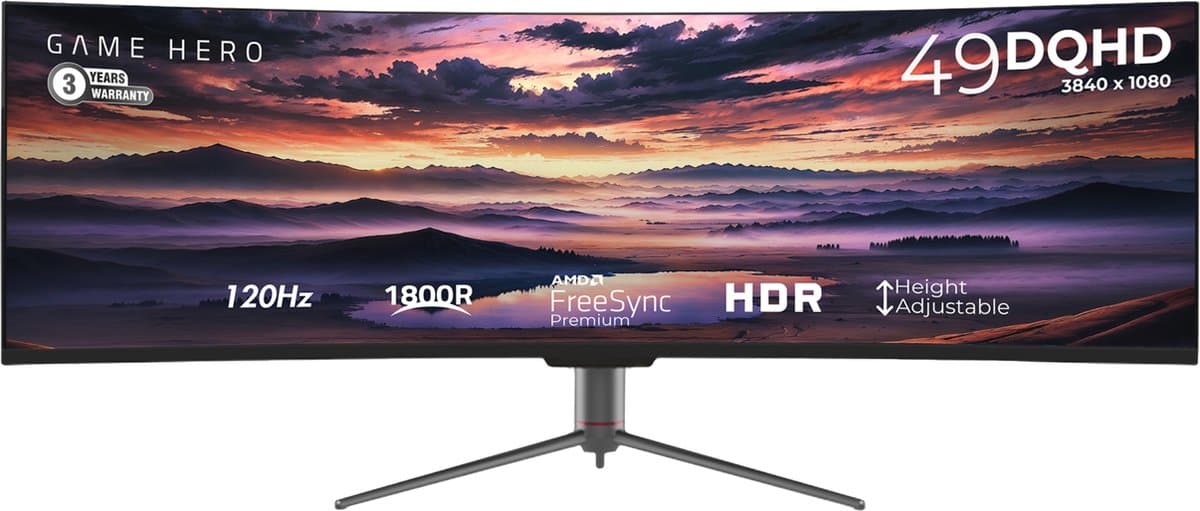 GAME HERO® 49 inch UltraWide Double QHD VA Monitor - 120Hz — afbeelding 1