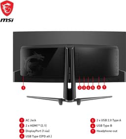 MSI MAG 341CQP QD-OLED - Curved UWQHD Gaming Monitor - 175hz - 34 inch - USB-C — thumbnail 14