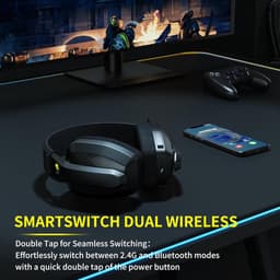 BINNUNE BW06 - 2.4GHz Draadloze Gaming Headset - Bluetooth koptelefoon - Met microfoon - Geschikt voor PC, PlayStation - Zwart — thumbnail 5