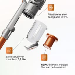 TurboTronic IQ9 Draadloze Steelstofzuiger - Steelstofzuiger zonder zak op accu - Oranje/Zilver — thumbnail 4