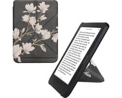 kwmobile e-reader hoesje geschikt voor Kobo Clara BW / Colour hoes - Ereader flip case met standaard - E reader cover van kunstleer - In taupe / wit / donkergrijs