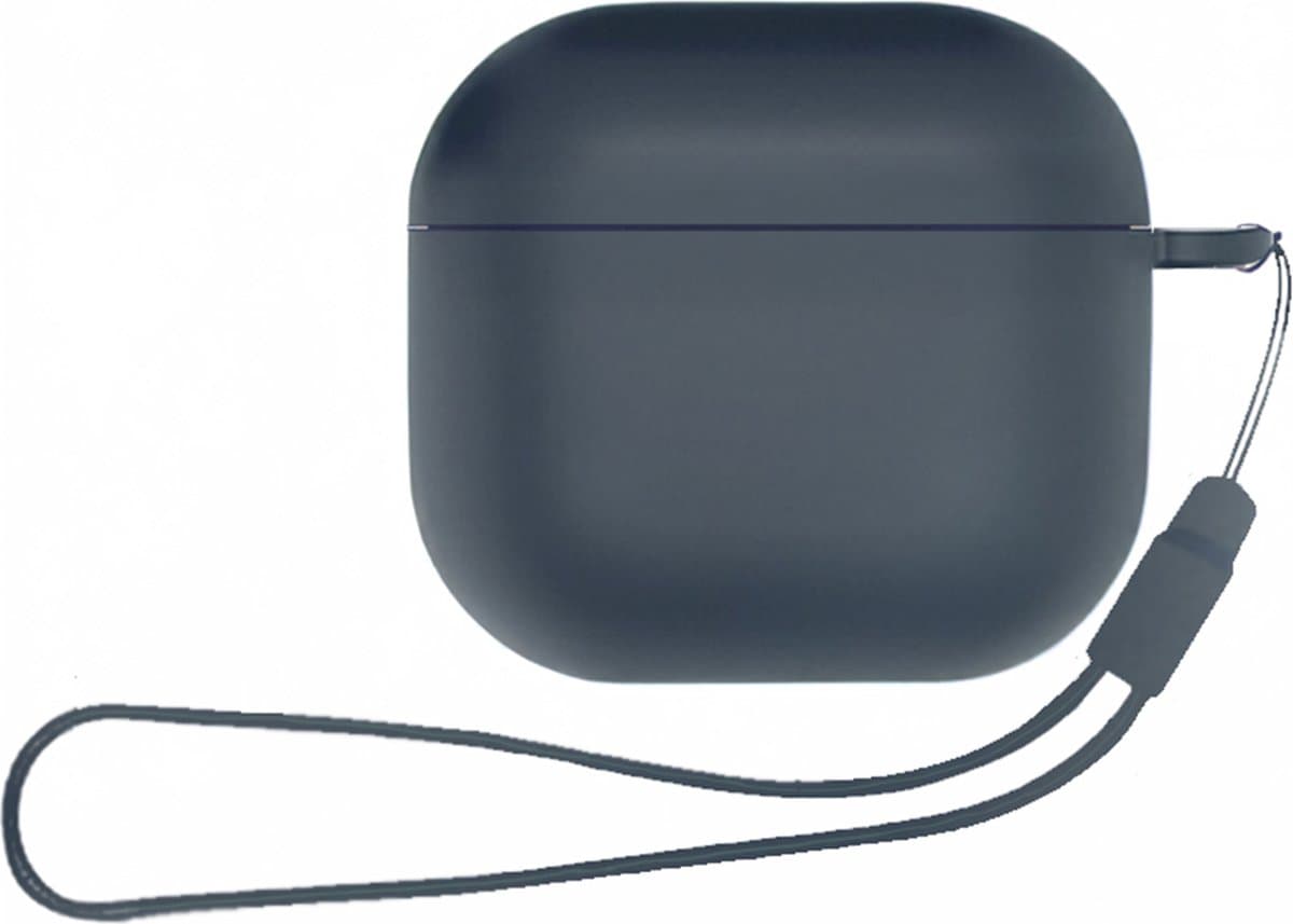 ShieldCase Siliconen Hoesje met Koordje Geschikt voor Airpods 4 - Siliconen Case voor Apple Airpods 4 Case Hoesje - Donkerblauw — afbeelding 1
