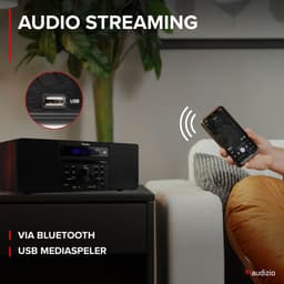 DAB radio met CD speler, Bluetooth, USB mp3 speler en radio - Stereo - Hout - Audizio Prato — thumbnail 5