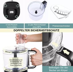 Mygroot - Keukenmachine - 8 in 1 - Multifunctioneel - vele hulpstukken- Zwart. — thumbnail 2