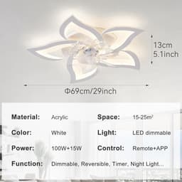 Equivera Plafonniere met Ventilator - Plafondventilator - Plafondventilator Afstandsbediening - Plafondventilator Slaapkamer - Plafond Ventilator met Verlichting - Plafondlamp - Plafonniere - Ideaal voor in uw slaapkamer! — thumbnail 2