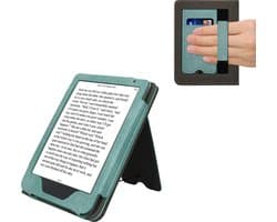 kwmobile flip cover voor e-reader - geschikt voor Kobo Clara BW / Colour - Van imitatieleer en -suède - In mintgroen / donkergrijs