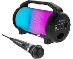 iDance CYCLONE400BK Karaoke Set - Bluetooth Party Speaker met Disco LED-Verlichting - Inclusief Microfoon