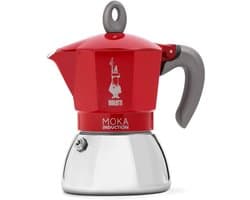 Moka Inductie, kan, geschikt voor alle soorten fornuizen, 6 kopjes espresso (280 ml), rood [Energieklasse A+]