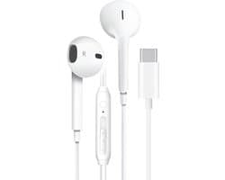 Provium - Oortjes met USB-C aansluiting - In-Ear Oordopjes met draad en microfoon - Headset geschikt voor o.a. Laptop en Telefoon - wit