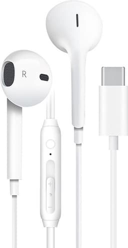 Provium - Oortjes met USB-C aansluiting - In-Ear Oordopjes met draad en microfoon - Headset geschikt voor o.a. Laptop en Telefoon - wit — thumbnail 1
