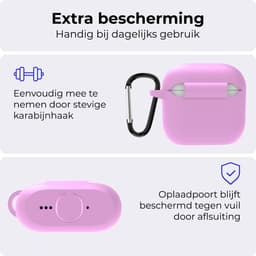 Hoesje - Geschikt voor Apple AirPods 4 - Siliconen Hoes met Clip - Silicone Case Cover - Flamingo — thumbnail 4