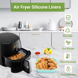 Air Fryer Siliconen Pot - 2 Stuks - Vierkant Opvouwbaar Dienblad - Herbruikbaar (groen + grijs) — thumbnail 2