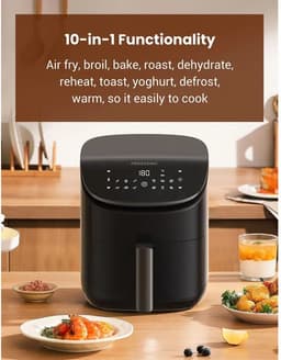 RM Store® - Digitale Airfryer - Heteluchtfriteuse - Digital Touchscreen - Turboair - 10 Programma's - 1500 W - Zwart - 34 x 25 x 32 cm. — thumbnail 5