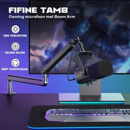 FIFINE - TAM8 - USB / XLR Studio microfoon - Flexibele Arm ( BM88 ) - Met kabelgoot - Geschikt voor PC/PS4/PS5 - RGB - Podcast - Gaming - Streaming - Zwart — thumbnail 2