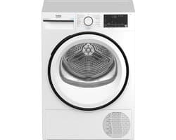 Beko B3T41230, Vrijstaand, Voorlader, Warmtepomp, Zwart, Wit, Draaiknop, Touch, Rechts — thumbnail 1