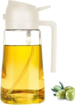 Flow Goods 2-in-1 Olijfolie Sprayer – Crème - Olijfolie Fles met Giet- en Sprayfunctie - Navulbaar Olie Glas – 470 ML – Cooking Spray - BBQ Accesoires – Airfryer — thumbnail 1