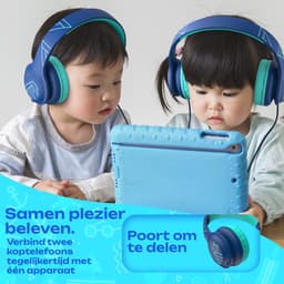 PowerLocus PLED Wired Kinder Koptelefoon met Draad - Koptelefoon voor kinderen - Veilig volume van 85dB en 94dB - Hoofdtelefoon - Met microfoon - Sharing Audio Functie - Blauw — thumbnail 7