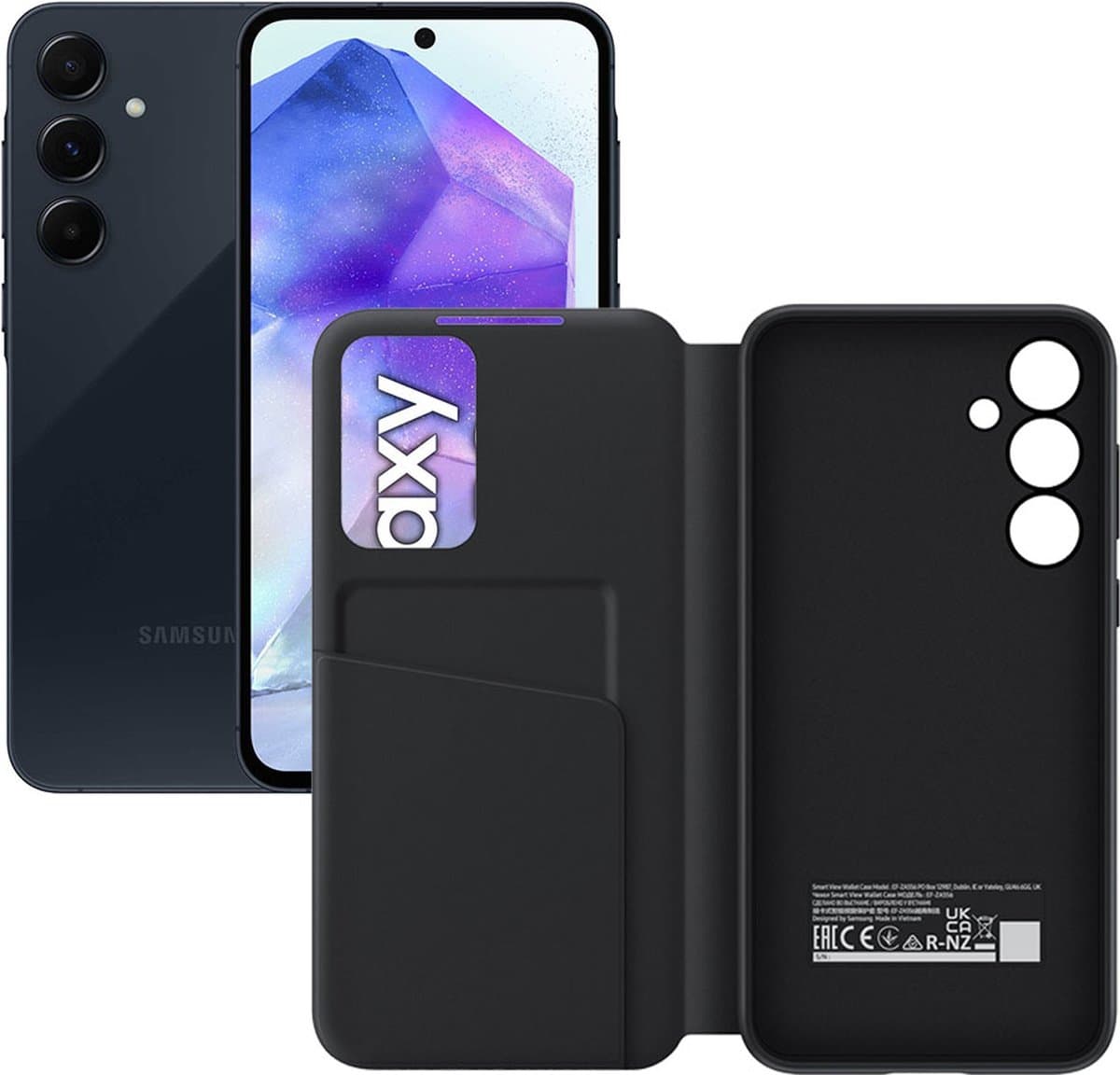 Samsung Galaxy A55 5G - 128GB - Awesome Navy met Smart View Wallet Case — afbeelding 1