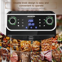 Airfryer - Luchtfriteuse - Ruime inhoud van 8 liter - Met led touch display - BPA vrij - XXL friteuse - 12 vooraf ingestelde programma's, - Voor 4tot 6 personen - 1700w - keuken - Zwart - — thumbnail 3