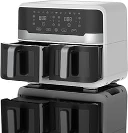 White-label® Dubbele Airfryer XXXL - Duo Heteluchtfriteuse - Geschikt voor Accessoires - 9L - Zilver — thumbnail 6