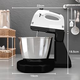 White-Label® Mixer met Mengkom - Keukenmachine - Keukenrobot - Zwart met Wit — thumbnail 2