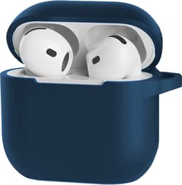 Hoesje Geschikt voor Apple AirPods 4 - Siliconen Hoes met Clip - Silicone Case Cover - Navy — thumbnail 1