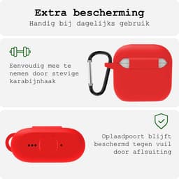 Case - Geschikt voor Apple AirPods 4 - Siliconen Hoes met Clip - Silicone Hoesje Cover - Rood — thumbnail 5