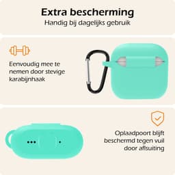 Hoesje - Geschikt voor Apple AirPods 4 - met Clip - Siliconen Hoes - Silicone Case Cover - Turquoise — thumbnail 5