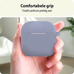 Hoesje Geschikt voor Apple AirPods 4 - Siliconen Hoes met Clip - Silicone Case Cover - Lila — thumbnail 4
