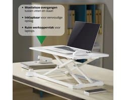 IVONO® Compacte Zit-Sta Bureau Verhoger in Wit - Ergonomische Desk Converter met 6 Verstelbare Hoogte-instellingen - Mobiele Inklapbare Laptop Tafel voor Flexibele Zit-Sta Werkplek - Geschikt voor Laptops tot 16 inch