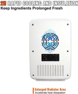 10 L / 12 blikjes minikoelkast, 2 in 1 kleine koelkast Koel- en verwarmingsfunctie, slot Compacte drankkoelkast 9V DC / 220V AC voor kantoor en slaapzaal Drank Cosmetisch wit — thumbnail 3