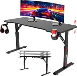 For The Win Game Bureau - 140 cm - Gaming Bureau - Hoogte Verstelbaar - Gaming Desk - Incl. Muismat - Computertafel - Gaming Tafel - Computer Bureau - Game Desk - Gaming Bureaus — thumbnail 1