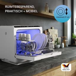 White-Label® Mini Vaatwasser - Vrijstaande Vaatwassers - Kleine Vaatwasmachine - Wit — thumbnail 6