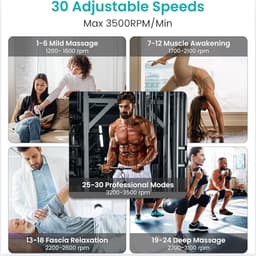 Massage Gun, 30 Snelheden Massage Pistool Diep Weefsel met 6 Massage Koppen, Krachtige, Antislip, Stille, Professionele Elektrische Handheld Massage Pistool voor ontspannen herstel - LCD-aanraakscherm — thumbnail 5