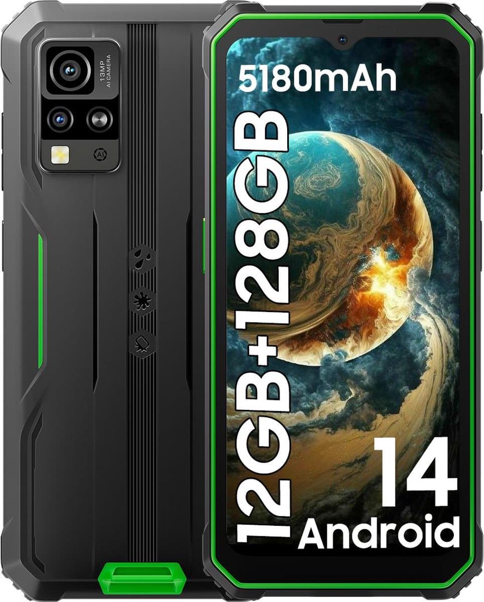 Blackview BV4800 Pro - Robuuste Smartphone - 12GB RAM - 128GB - 6,56 inch - Dual 4G LTE - IP68 Waterdicht - Android 14 - NFC - Groen — afbeelding 1