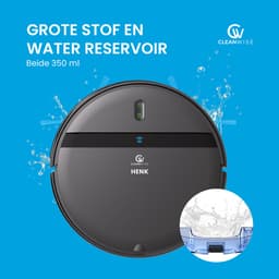 CleanWise Henk Robotstofzuiger + 4 filters – Nederlands Product – Voor Huisdieren – Met Dweilfunctie & Laadstation – Dweilrobot – 4500 Pa – HEPA 14 – Ultra dun 7,4 cm – App & Spraakbediening – Voor Huisdierharen, Harde Vloeren & Tapijt — thumbnail 3