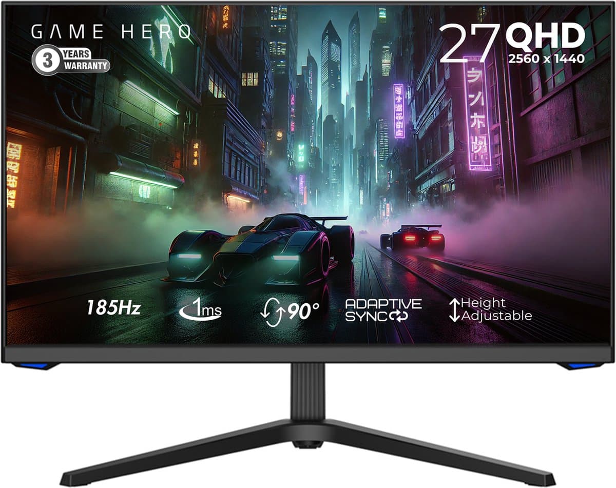 GAME HERO® 27 inch QHD IPS Gaming Monitor Draaibaar - 180hz - 1ms — afbeelding 1