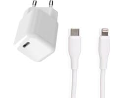 Mini USB C Snellader - 2 Meter - Kleine 30W Oplader met USB-C Kabels - Geschikt voor iPad, iPhone en AirPods met Lightning