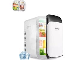 Luxe Mini Koelkast - 15 Liter - Koelen & Verwarmen - Zwarte Glazen Deur - Mat Zwart - Mini Fridge - (Skincare, Medicijnen, Eten, Drinken) Modern auto kantoren kamers camping tuin