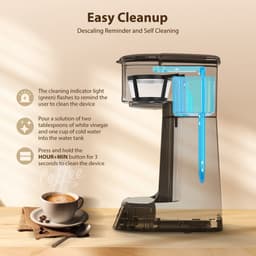 Aigostar 302FX - Koffiezetapparaat - Filterkoffie - 0.42 l - thermosbeker - Timer schakelaar - Ideal voor camping - 750W - RVS/Zwart — thumbnail 4