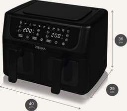 Zeegma Knapper Dual - Airfryer - 9L - 1700 W - 12 frituurprogramma's - Vetvrij Koken - Tefloncoating — thumbnail 12